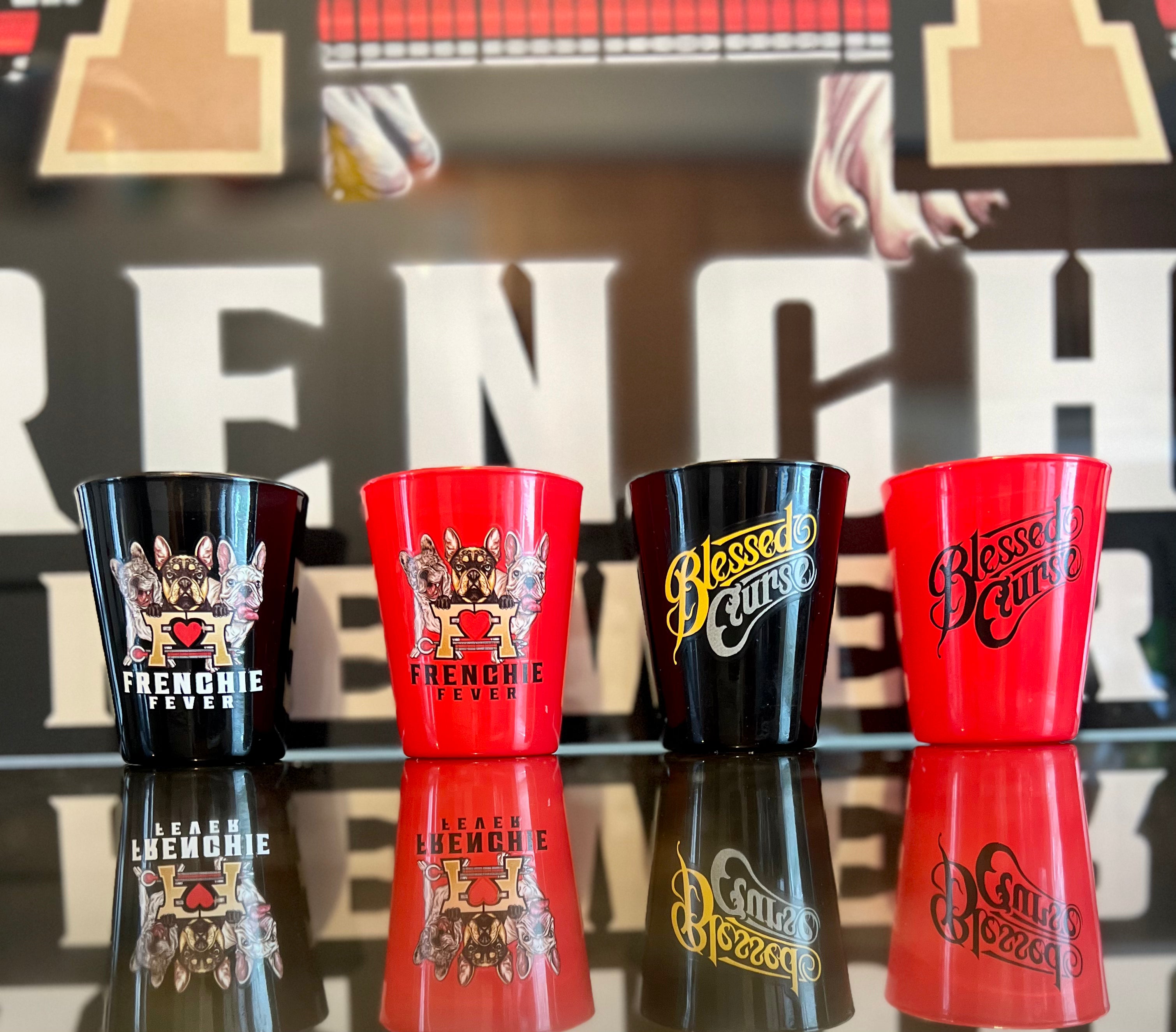 Blessed Curse And Frenchie Fever Shot Glasses (4Pack)